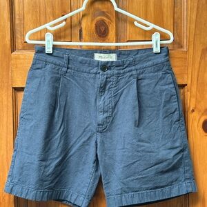 Madewell Men’s 28 Cotton-Hemp Blend Pleated Shorts - 5 Inch Inseam